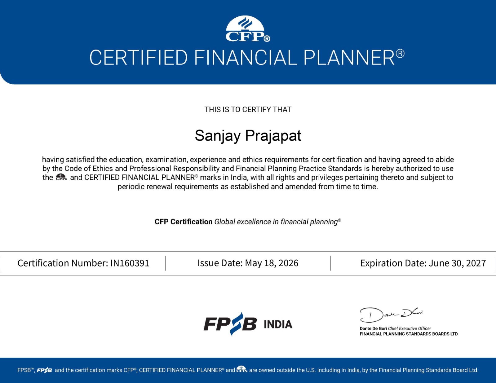 CFP® — Sanjay Prajapat